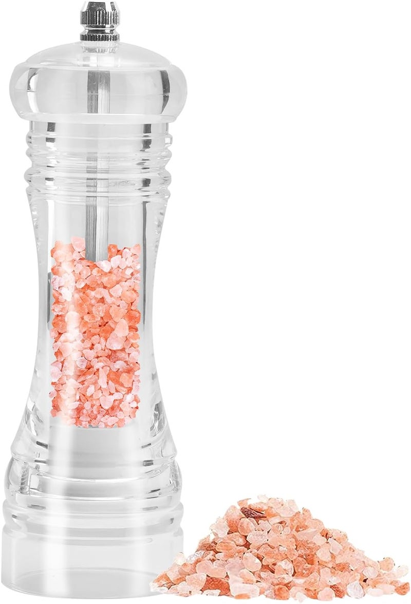 AGIgear Acrylic Pepper Mill,Adjustable Coarseness Manual Pepper Mill and Salt Shaker,Clear Acrylic Salt and Pepper Grinder for Pepper, Cumin, Sea Salt,Dry pepper (6 inch) - Image 1
